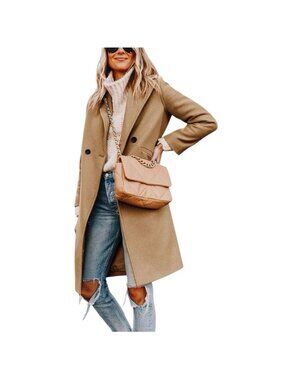 Fashion Women’s Camel Wool Blend Winter Coat XL Long Classic Elegant NWT